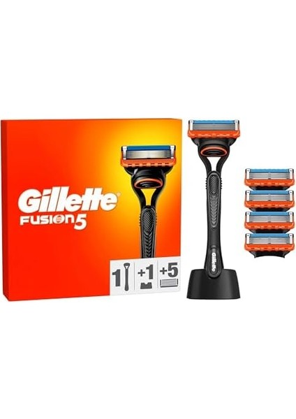 Gillette Fusion Tıraş Makinesi + 5 Adet Yedek Tıraş Bıçağı + Premium Stand Hediyeli Paket modelleri