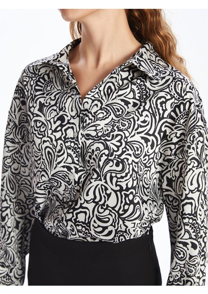 Yeni Sezon Desenli Oversize Saten Kadın Gömlek modelleri