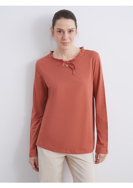 Yeni Sezon Fırfırlı Bağlamalı Yaka Bluz