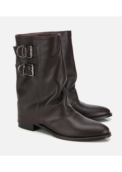 01BOH315760A480 KADIN Deri Kahverengi Tokalı Kırışık Görünümlü Kovboy/western Düz Bot fiyatları