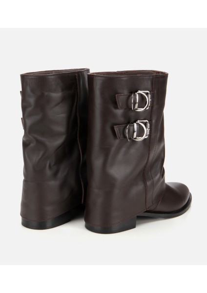 01BOH315760A480 KADIN Deri Kahverengi Tokalı Kırışık Görünümlü Kovboy/western Düz Bot fırsatları