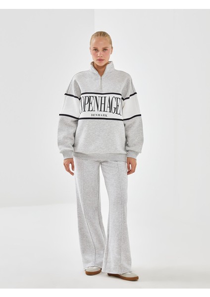 Yeni Sezon Dik Yaka Baskılı Oversize Kadın Kalın Sweatshirt fiyatları