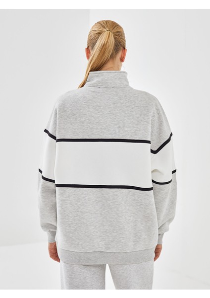 Yeni Sezon Dik Yaka Baskılı Oversize Kadın Kalın Sweatshirt fırsatları