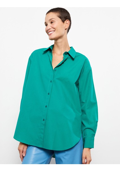 Yeni Sezon Önden Düğme Kapamalı Düz Uzun Kollu Poplin Kadın Gömlek fiyatları