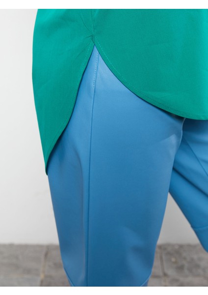 Yeni Sezon Önden Düğme Kapamalı Düz Uzun Kollu Poplin Kadın Gömlek fırsatları