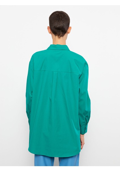 Yeni Sezon Önden Düğme Kapamalı Düz Uzun Kollu Poplin Kadın Gömlek indirimleri