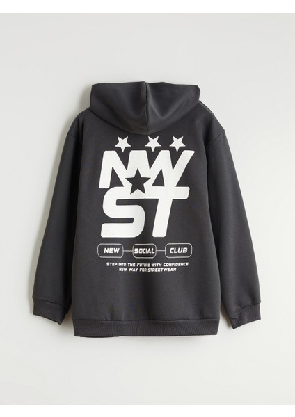 Yeni Sezon Kapüşonlu Baskılı Erkek Çocuk Sweatshirt