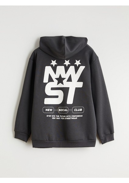 Yeni Sezon Kapüşonlu Baskılı Erkek Çocuk Sweatshirt fırsatları