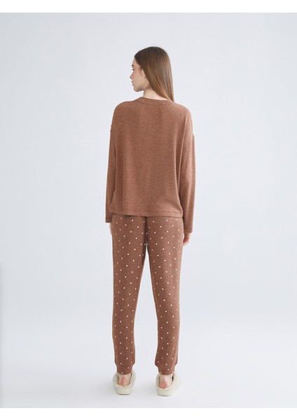 Yeni Sezon Bisiklet Yaka Baskılı Kadın Pijama Takımı fırsatları