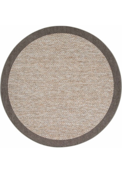 Pratico Bej Yuvarlak Mutfak Halısı Dijital Baskı Sisal Görünümlü Kaymaz Yıkanabilir Mutfak Paspası