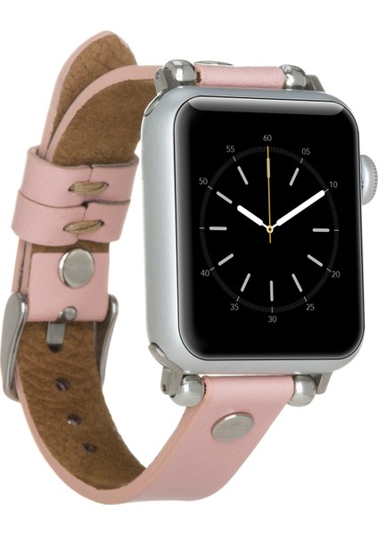 Apple Watch Uyumlu Deri Kordon 38-40-41MM St Nu2 Pembe