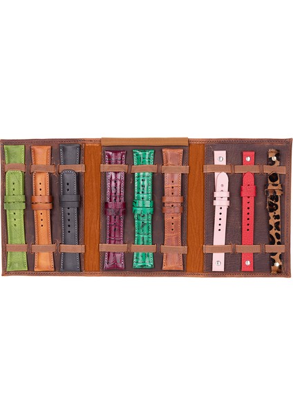 Hakiki Deri, El Yapımı, Saat Kordonu Taşıma Çantası, Antik Kahve