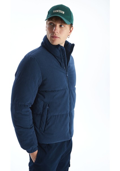 Yeni Sezon Standart Kalıp Dik Yaka Kadife Erkek Şişme Mont