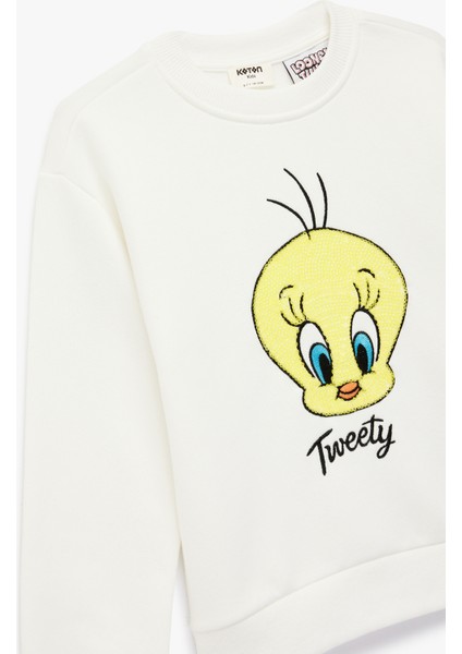 Lisanslı Tweety Baskılı Uzun Kollu Bisiklet Yaka Sweatshirt modelleri