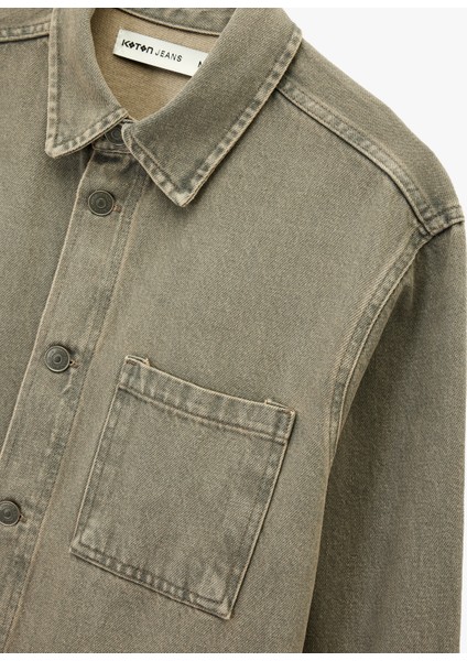 Rahat Kalıp Uzun Kollu Cep Detaylı Düğmeli Klasik Yaka Pamuklu Jean Ceket modelleri