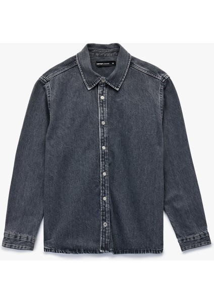 Pamuklu Regular Fit Uzun Kollu Klasik Yaka Jean Gömlek Ceket