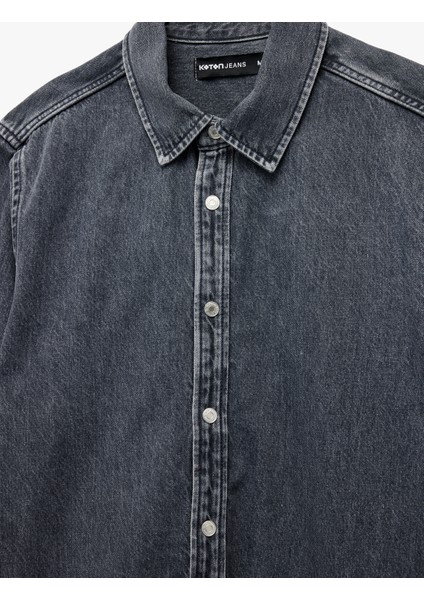 Pamuklu Regular Fit Uzun Kollu Klasik Yaka Jean Gömlek Ceket modelleri