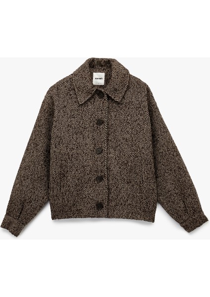 x Melis Ağazat - Kısa Kaban Uzun Kollu Cepli Düğmeli Desenli modelleri