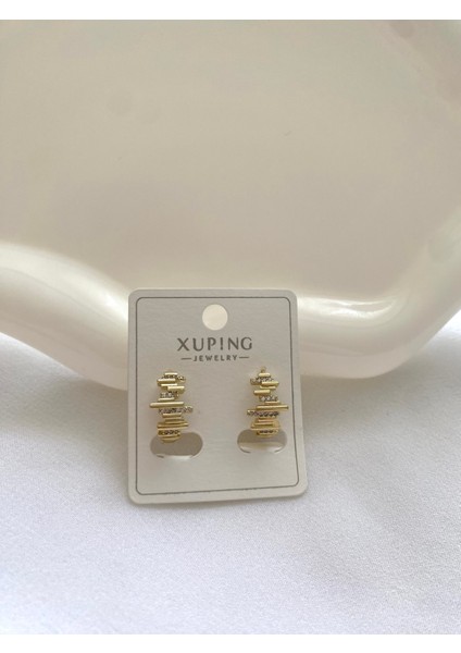 Alpjewel Taşlı Gold Küpe Xupıng Kararmaz Vip