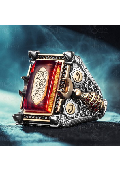 925 Ayar Gümüş Islam Usta Nizam-I Alem Model Erkek Yüzük