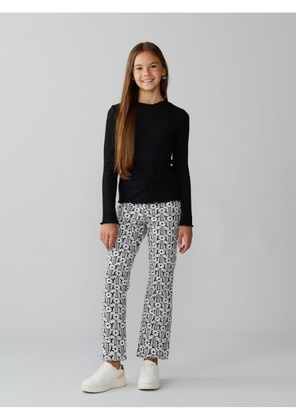 Yeni Sezon Çiçekli Ispanyol Paça Kız Çocuk Tayt 2'li