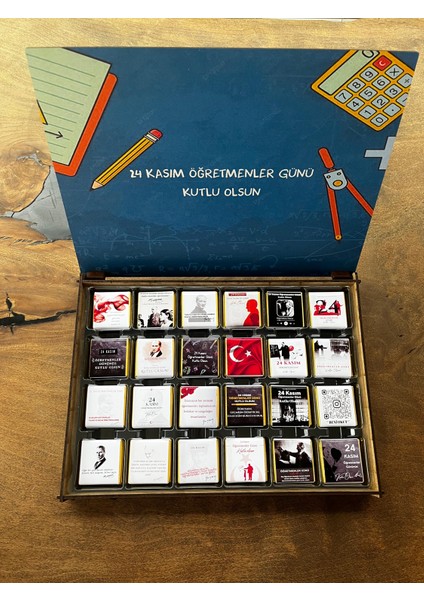 Öğretmenler Günü Özel Baskılı Ahşap Kutuda Hediye Çikolata fiyatları