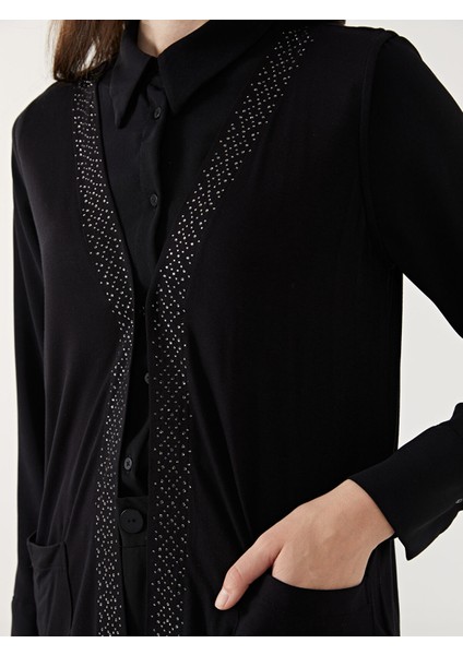 Yeni Sezon V Yaka Parlak Taşlı Kadın Yelek modelleri