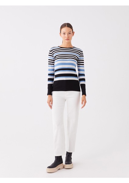 Yeni Sezon Bisiklet Yaka Çizgili Uzun Kollu Kadın Tişört modelleri