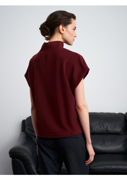 32148 Dik Yaka Örme Top-Bordo fiyatları