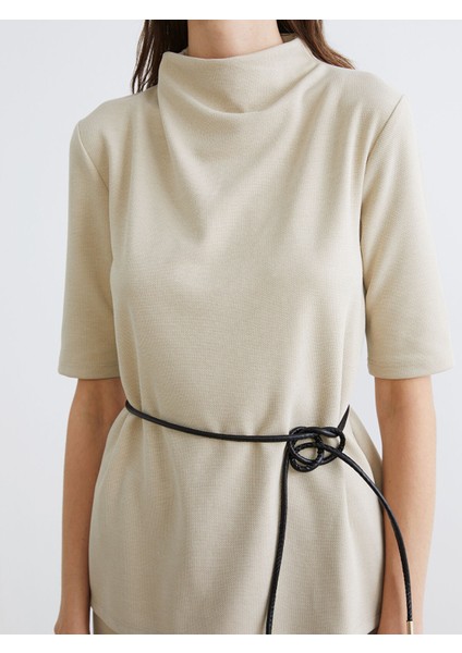 Yeni Sezon Dik Yaka Beli Kemerli Bluz modelleri