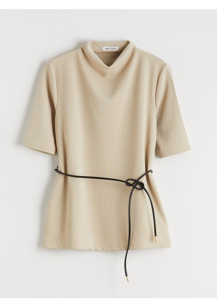 Yeni Sezon Dik Yaka Beli Kemerli Bluz indirimleri