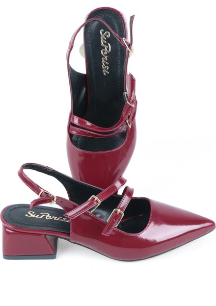 S.p 4 cm Arka Açık Sivri Burun Rugan Kadın Ayakkabı