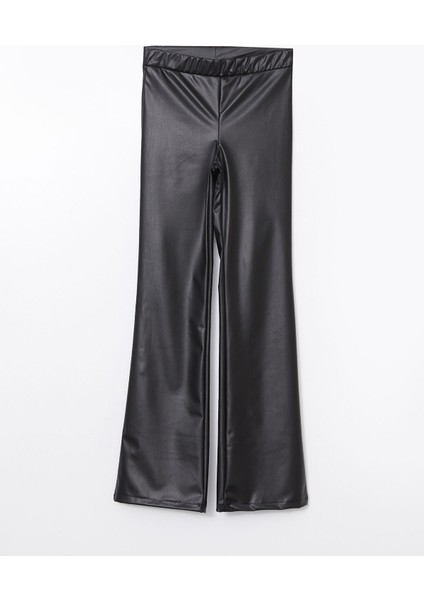 Yeni Sezon Beli Lastikli Deri Görünümlü Kadın Tayt Pantolon indirimleri