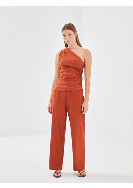 Yeni Sezon Beli Lastikli Dokulu Kadın Pantolon