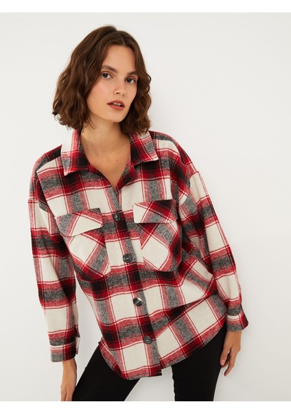 Yeni Sezon Ekose Uzun Kollu Flanel Oversize Kadın Oduncu Gömlek Ceket