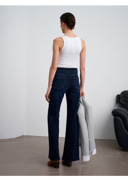 72089 Likralı Wide Leg Jean-Lacivert fiyatları