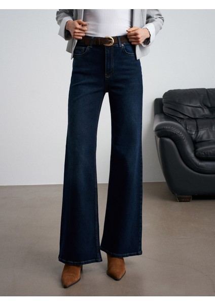 72089 Likralı Wide Leg Jean-Lacivert indirimleri