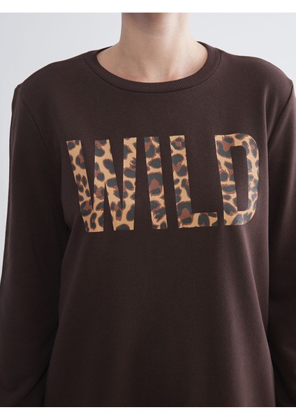 Yeni Sezon Bisiklet Yaka Leopar Desenli Kadın Sweatshirt Tunik modelleri