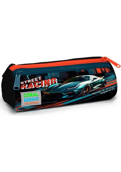 Siyah Nefti Yarış Arabası Üç Bölmeli Çantası - Erkek Çocuk