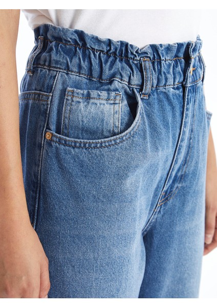 Yeni Sezon Beli Lastikli Slouchy Fit Kadın Jean Pantolon fırsatları