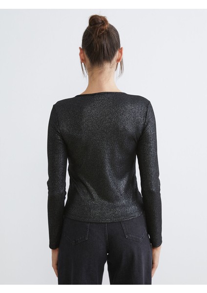 Yeni Sezon V Yaka Parlak Görünümlü Bluz fırsatları