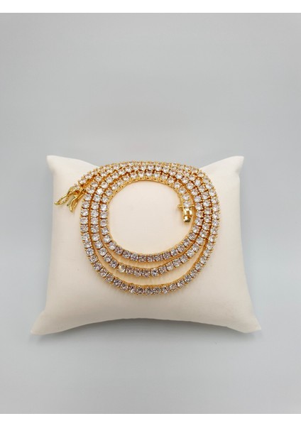 Sıralı Zirkon Taşlı Su Yolu Kolye – Altın Kaplama, Maksimum Işıltı | SF Signature Serisi