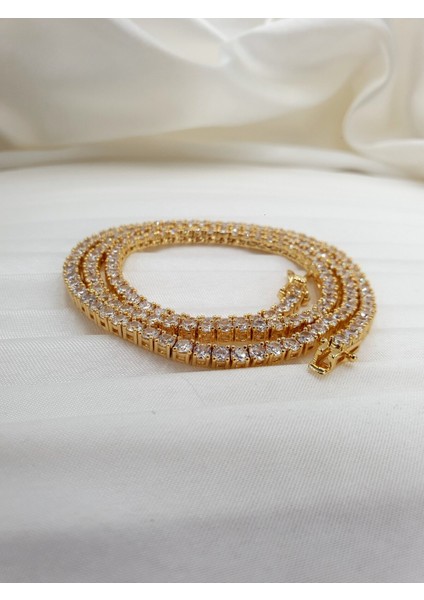 Sıralı Zirkon Taşlı Su Yolu Kolye – Altın Kaplama, Maksimum Işıltı | SF Signature Serisi modelleri