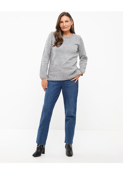 Yeni Sezon Bisiklet Yaka Düz Uzun Kollu Kadın Triko Kazak modelleri