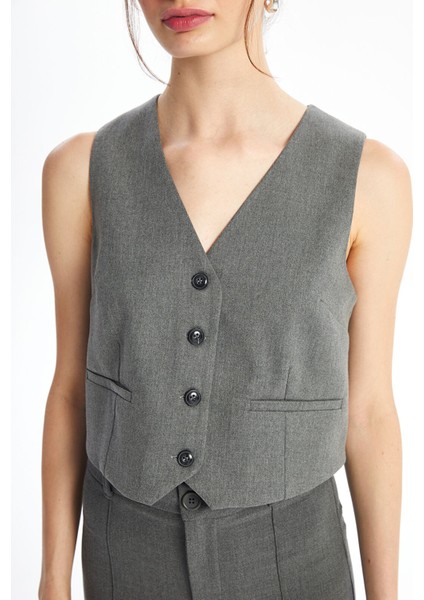 Yeni Sezon Kadın V Yaka Düz Klasik Yelek modelleri