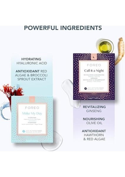 Foreo Hyper Hydra Ufo 3 Set – Yüz Maskesi Cihazı + 14 Ufo Etkinleştirilmiş Maske + Ekstra Nem Için Gece Maskesi 50 ml – Kırmızı Işık Terapisi, Termal ve Kriyoterapi, T-Sonic Masaj – Yaşlanma Karşıtı