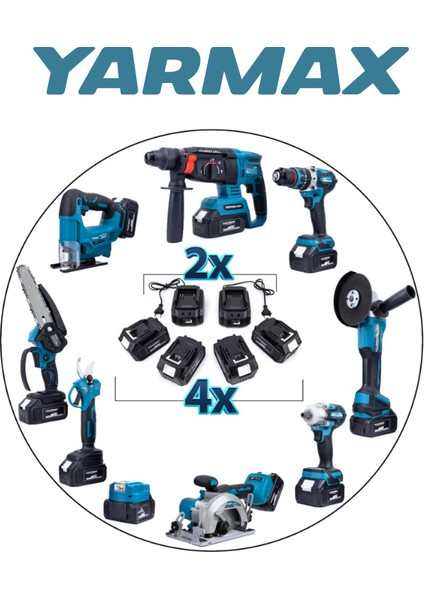 Dokuzlu Set Power Bank&led Kırıcı Delici Matkap Avuç Taşlama Somun Sıkma Vidalama Sunta Kesme modelleri