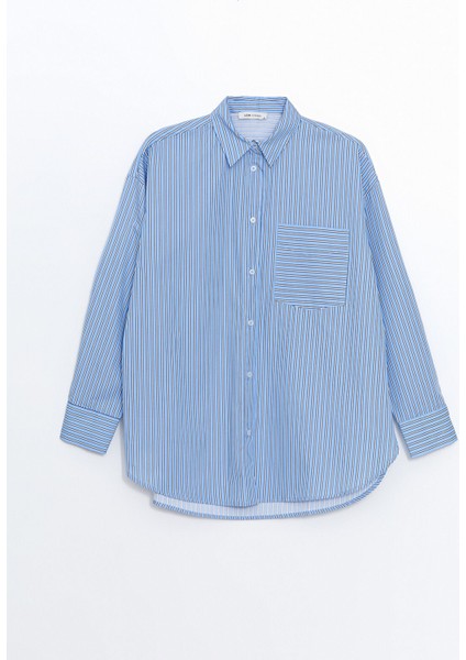 Yeni Sezon Çizgili Oversize Poplin Kadın Gömlek indirimleri