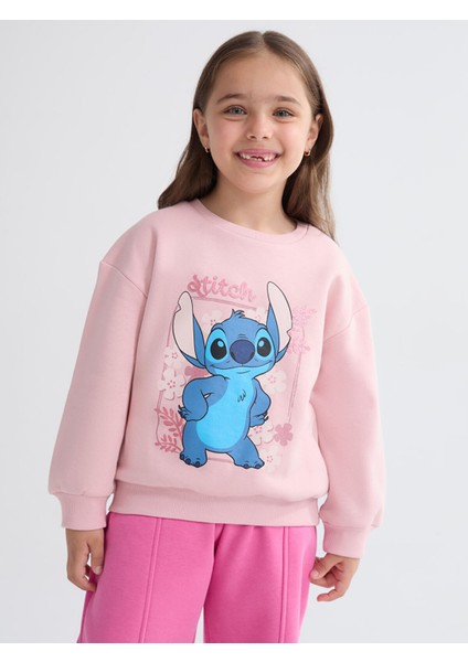 Yeni Sezon Bisiklet Yaka Stitch Baskılı Kız Çocuk Sweatshirt