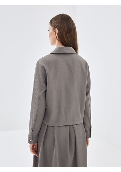 Yeni Sezon Gömlek Yaka Dokulu Kadın Ceket fırsatları